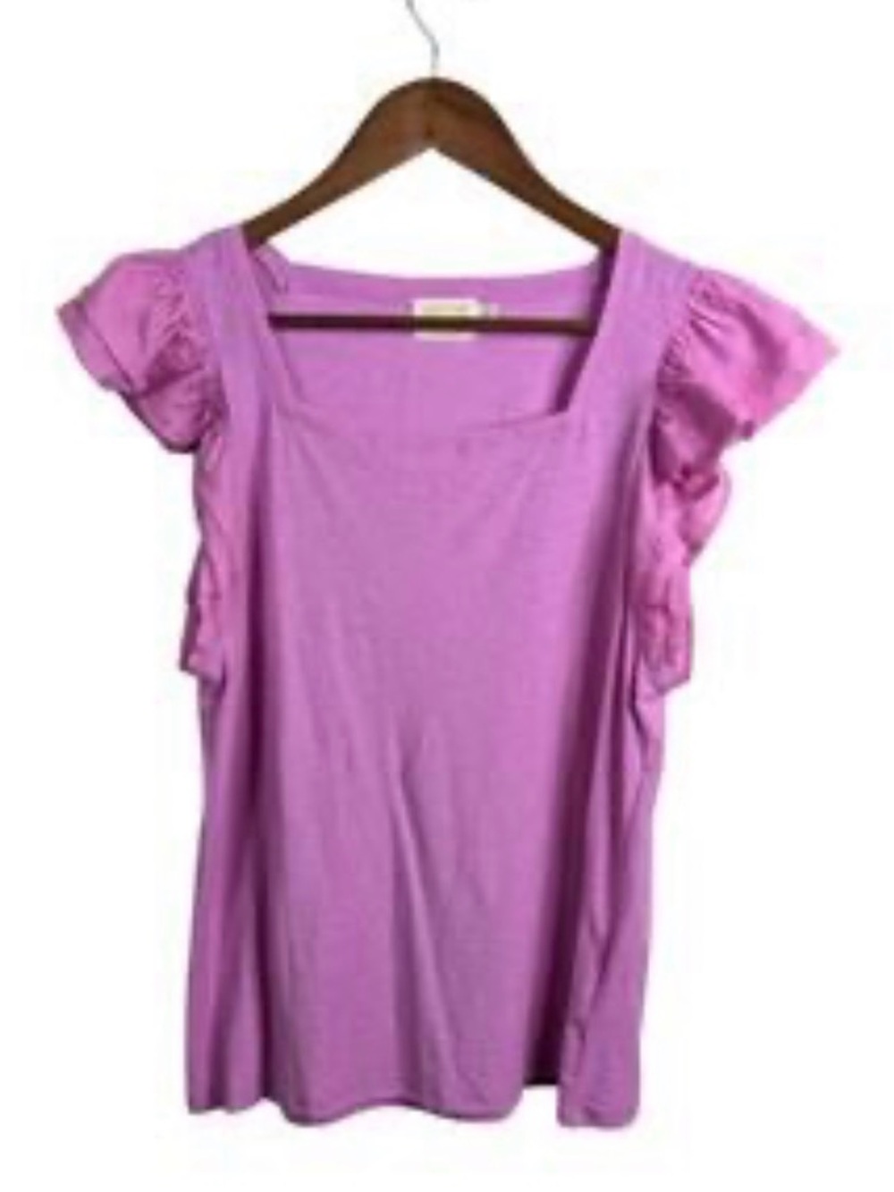 Nation LTD Pink Ruffle Sleeve Cotton Tee XS Made in Peru